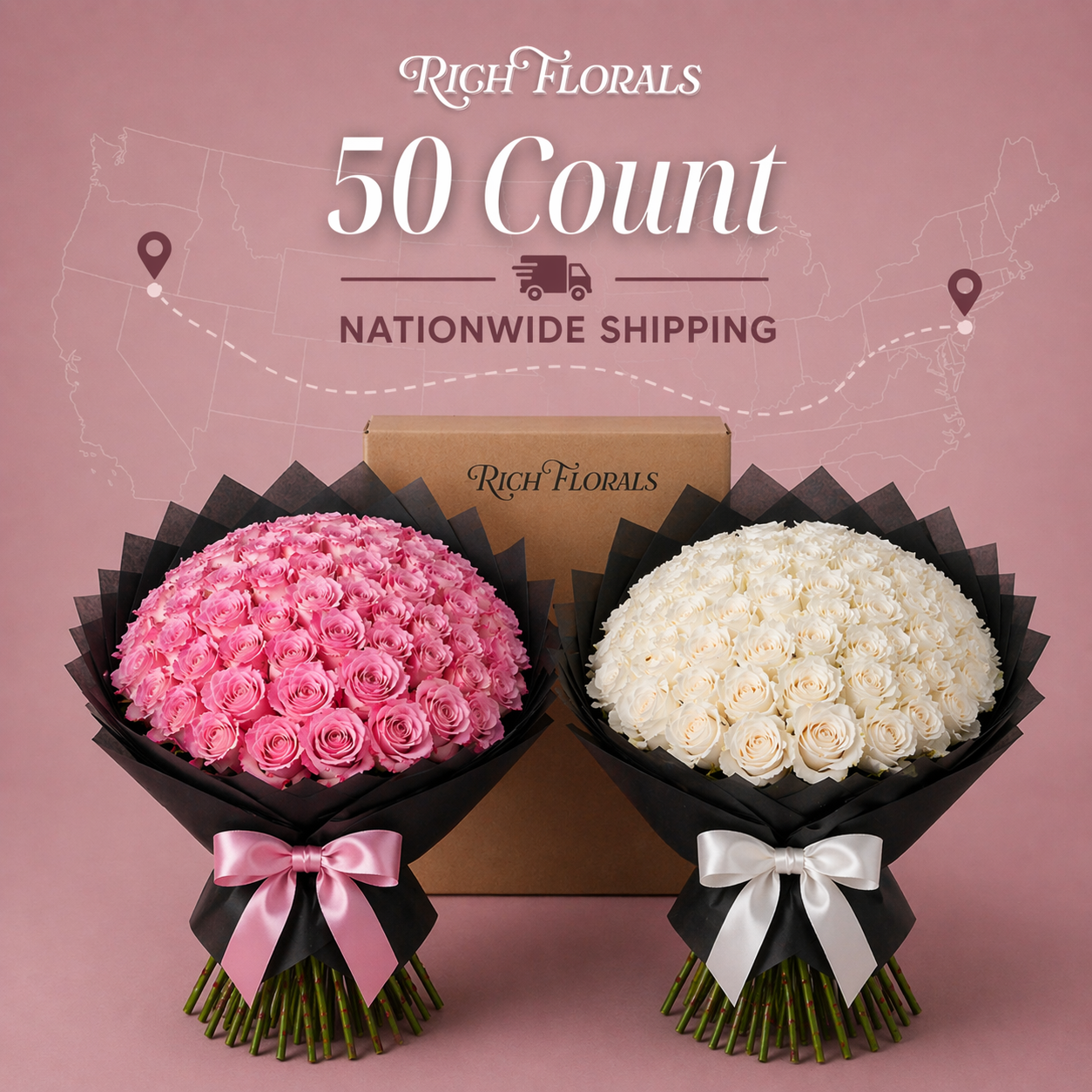 50 Rose Bouquet — Rich Florals Nationwide