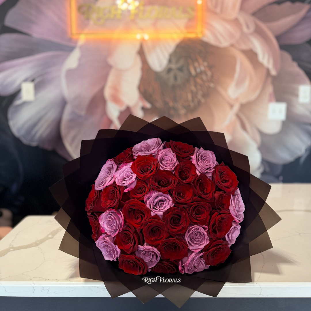Berry Rich Red and Lavender Rose Bouquet NJ